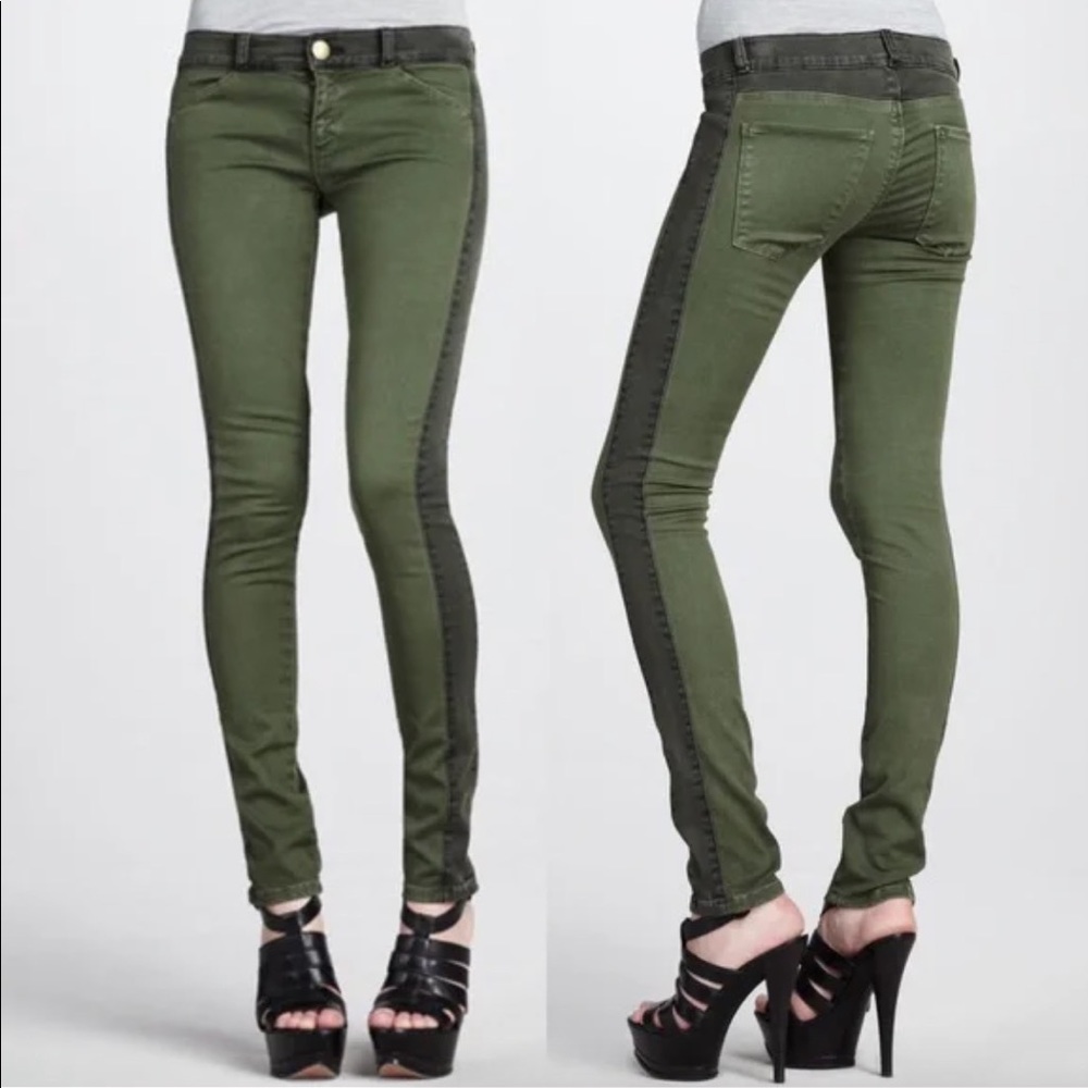 Current Elliott The Rider cropped green skinny jeans